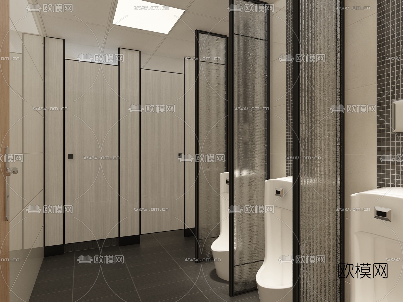 现代公用卫生间免费3d模型下载（渲染图1）