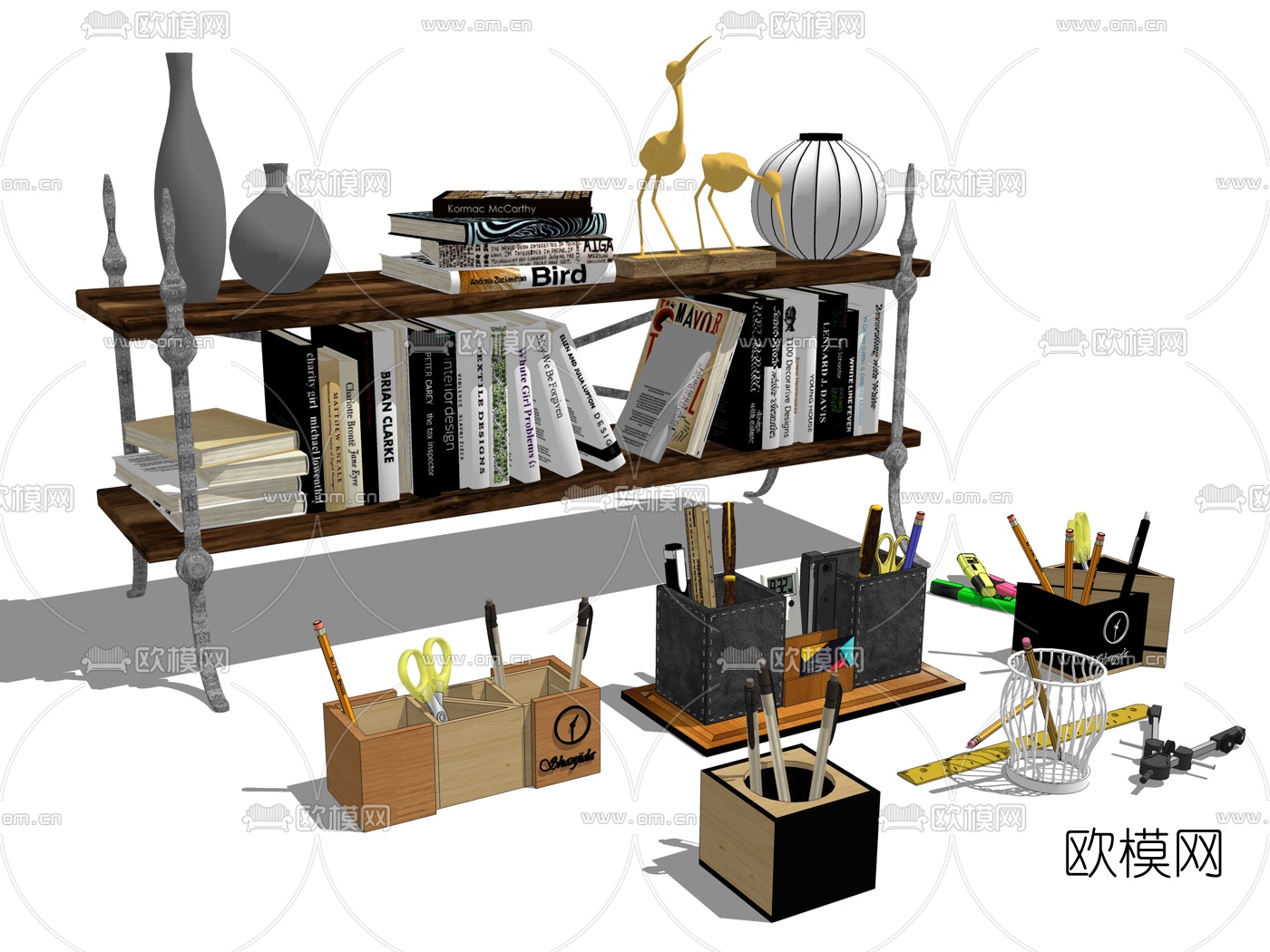 现代办公用品文具su模型下载（渲染图2）