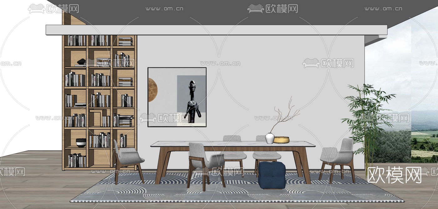 北欧儿童桌椅su模型下载