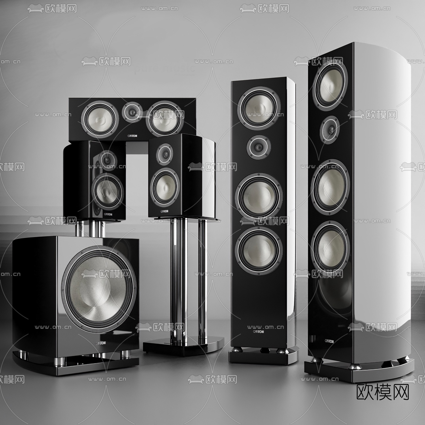 现代立式音响3d模型下载