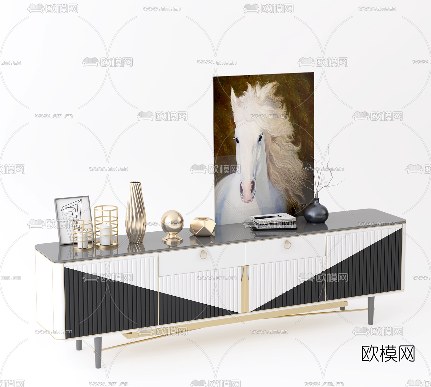 现代轻奢电视柜3d模型