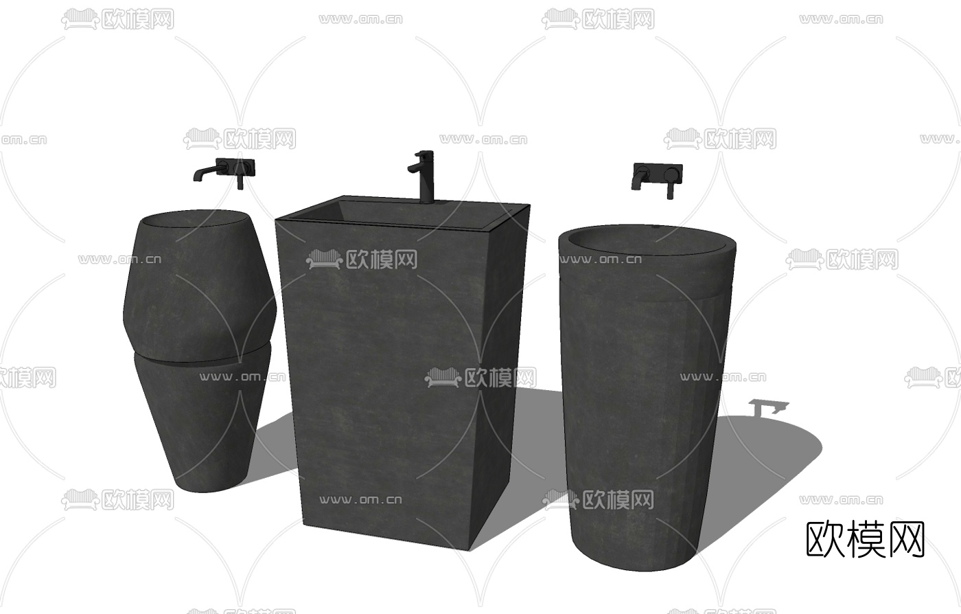 现代洗手台su模型下载