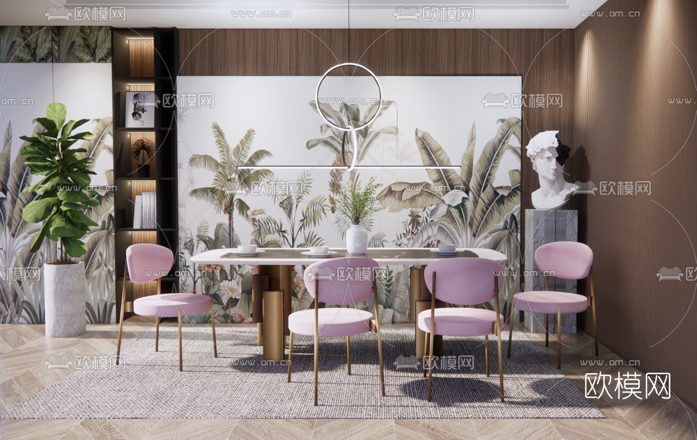 现代轻奢餐桌椅su模型下载