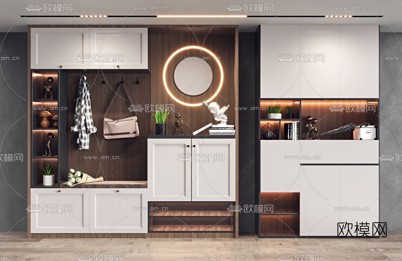 北欧多功能鞋柜玄关柜3d模型下载