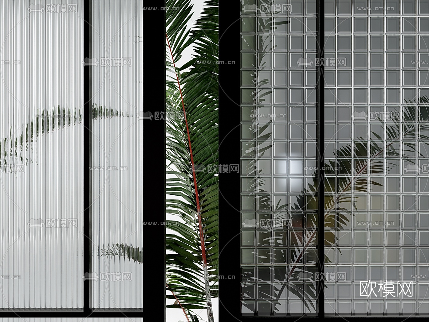 现代玻璃隔断su模型下载（渲染图3）