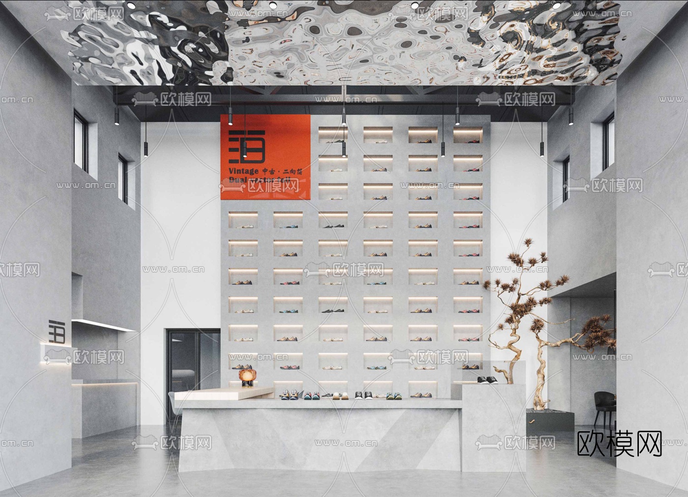 工业风混搭鞋店3d模型下载（渲染图3）