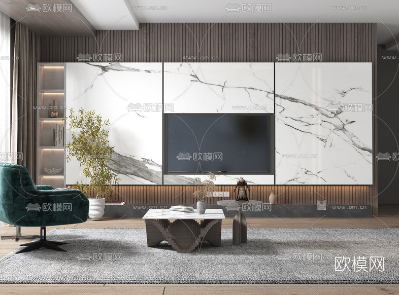 现代客厅3d模型下载(渲染图2)