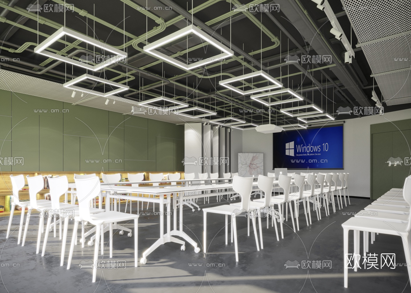 工业风会议室3d模型下载