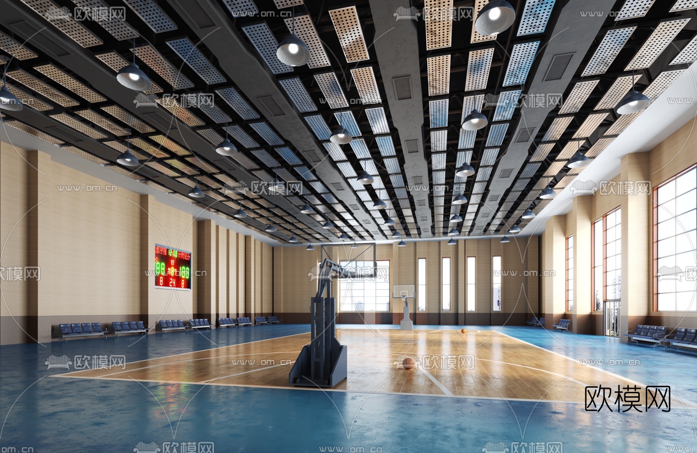 现代蓝球馆3d模型下载