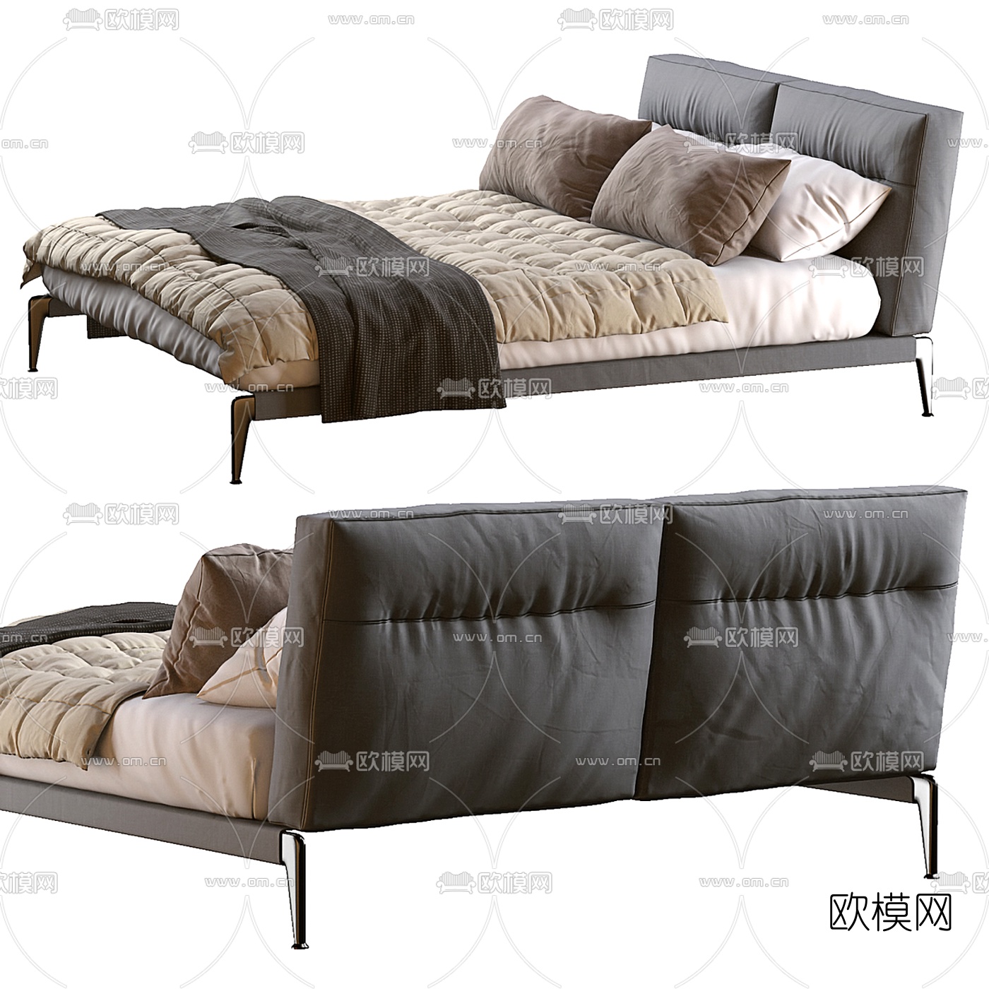 FLEXFORM 双人床3d模型下载（渲染图3）