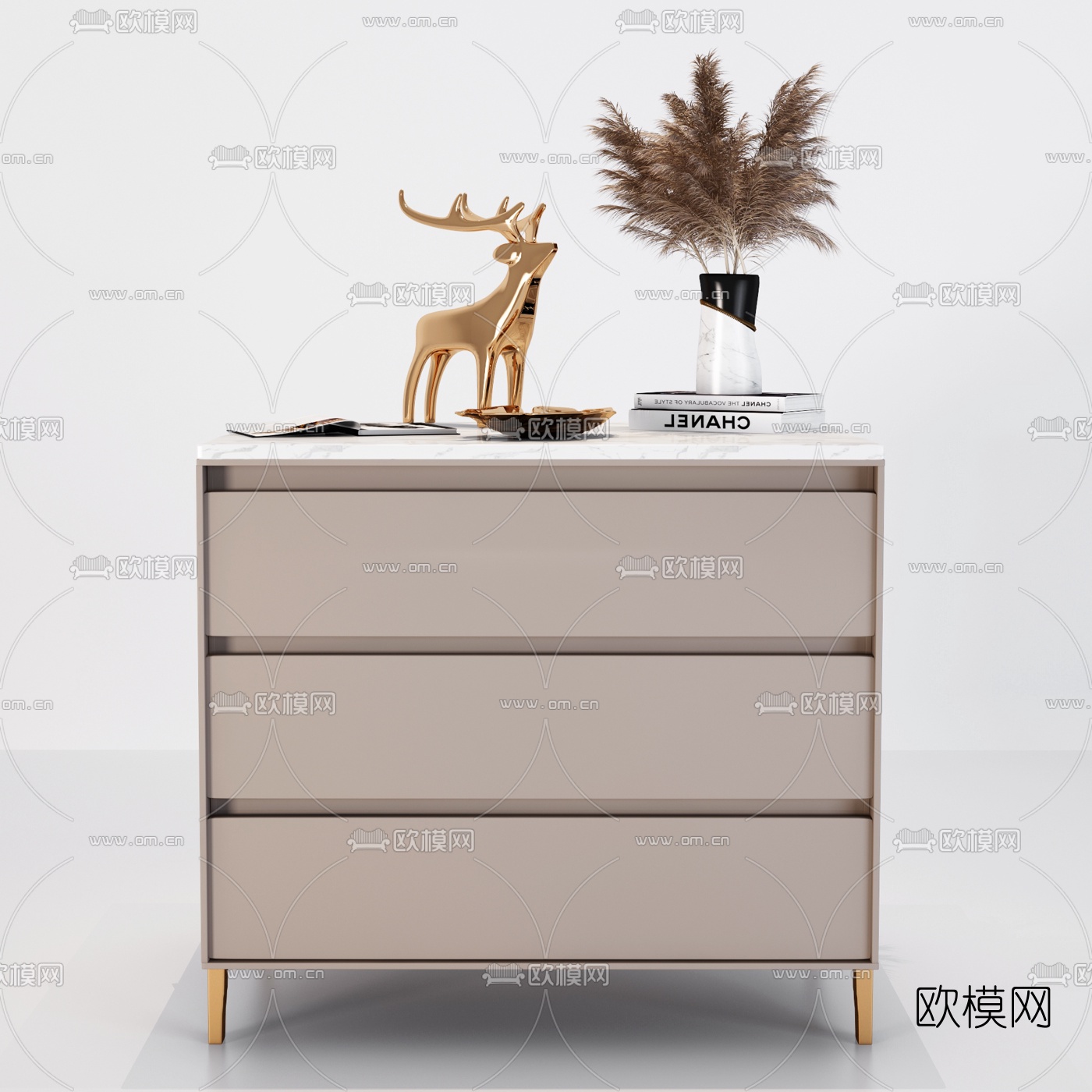 现代方形床头柜3d模型