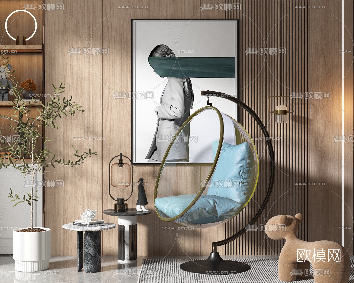 现代亚克力透明吊椅3d模型
