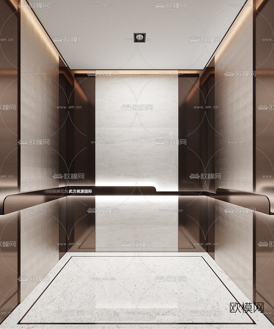 现代电梯轿厢3d模型下载（渲染图3）