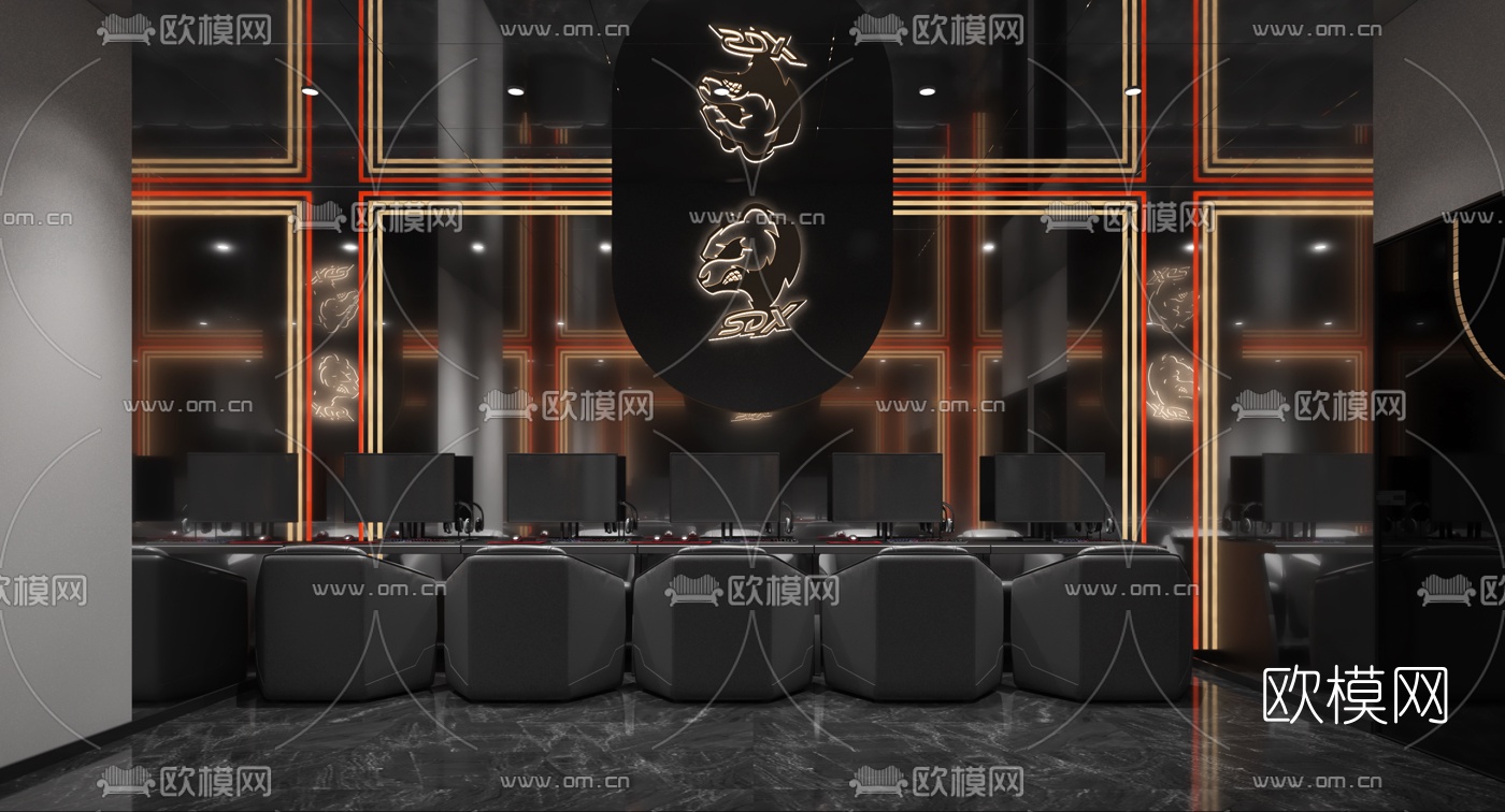 后现代电竞网咖3d模型