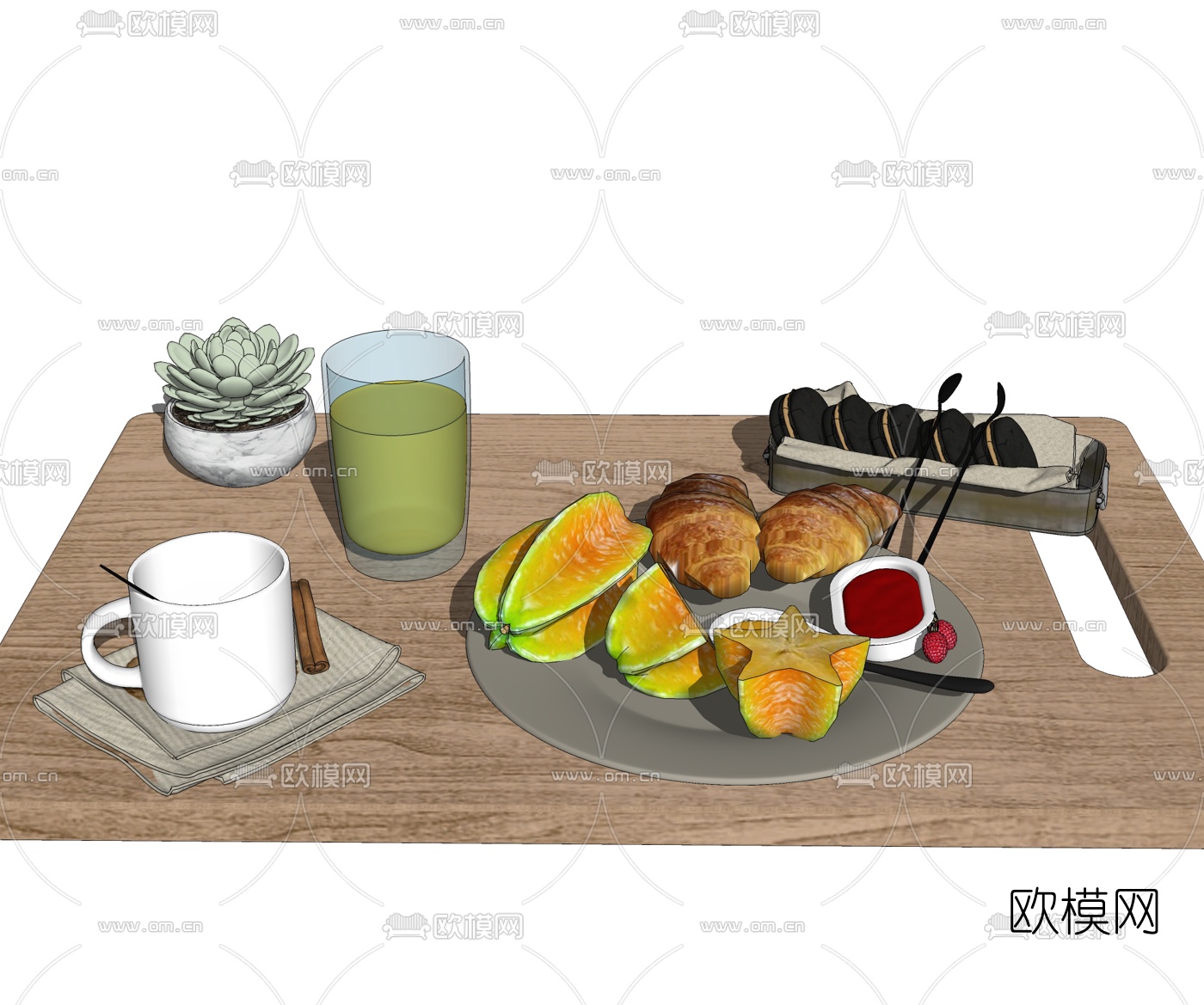 现代水果饮料食物组合su模型下载