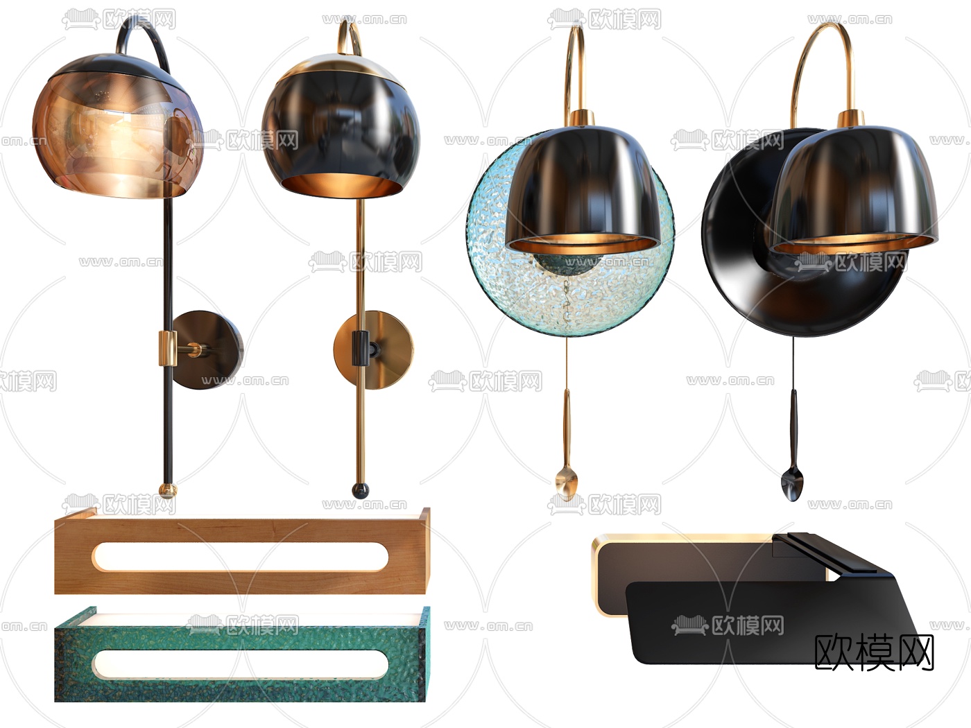 现代轻奢金属壁灯3d模型下载