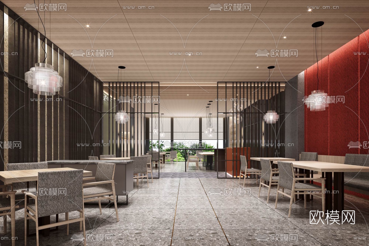 新中式餐厅3d模型