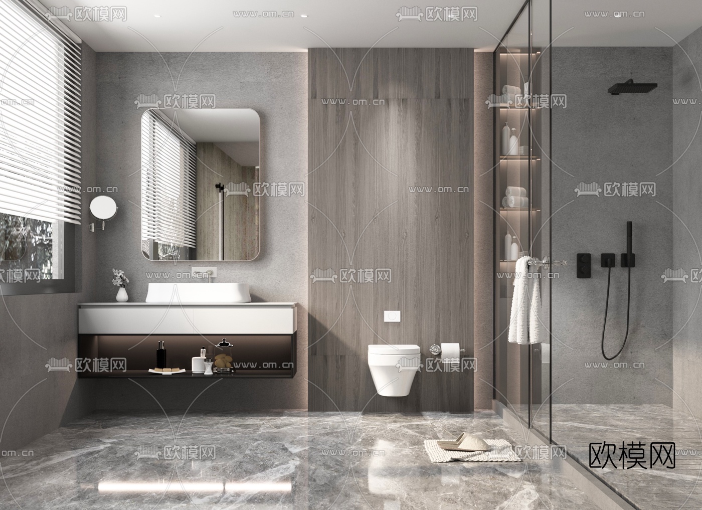 现代卫生间浴室3d模型下载