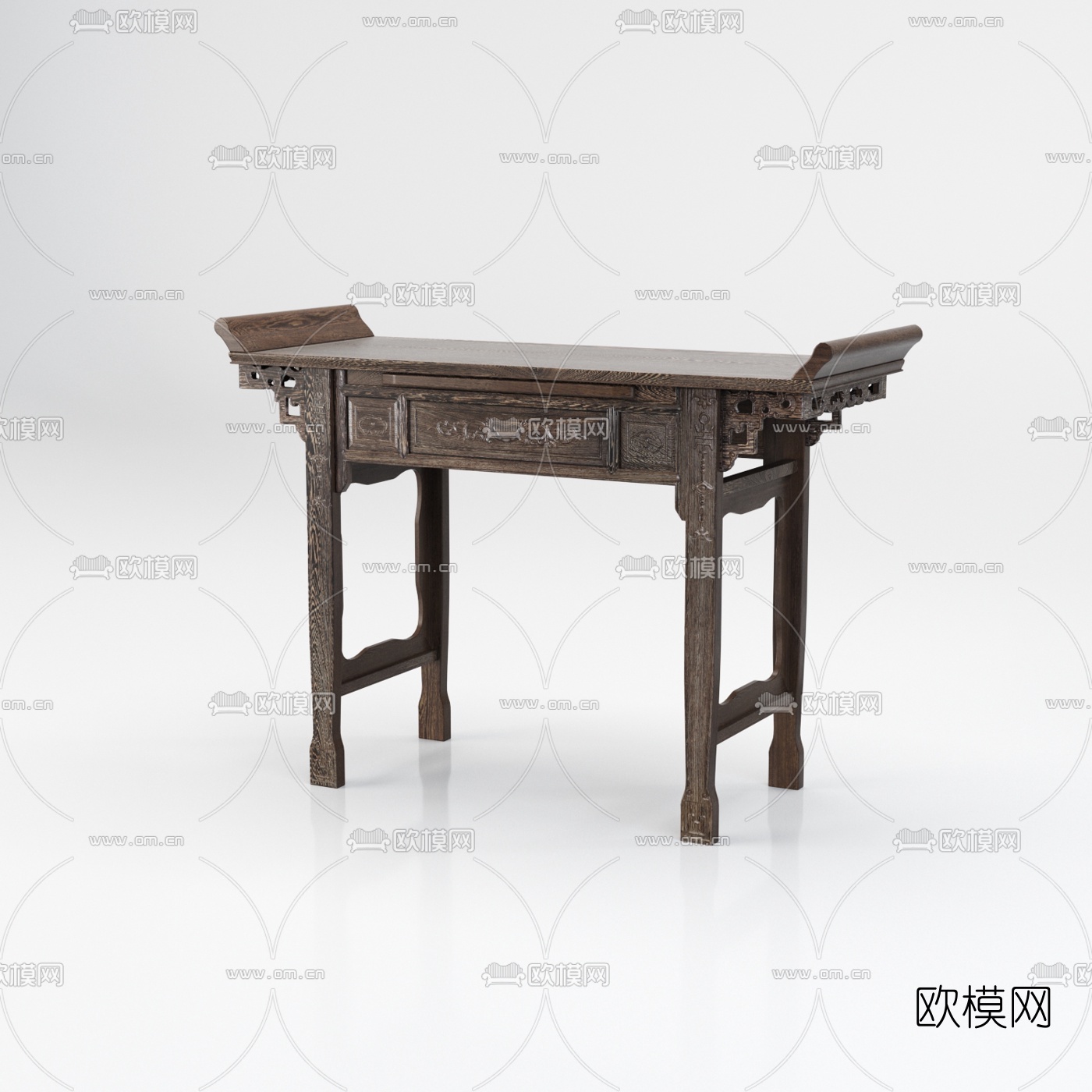 中式实木衣架边柜端景条案3d模型下载（渲染图5）