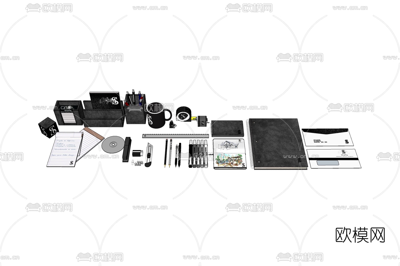 现代办公用品免费su模型下载
