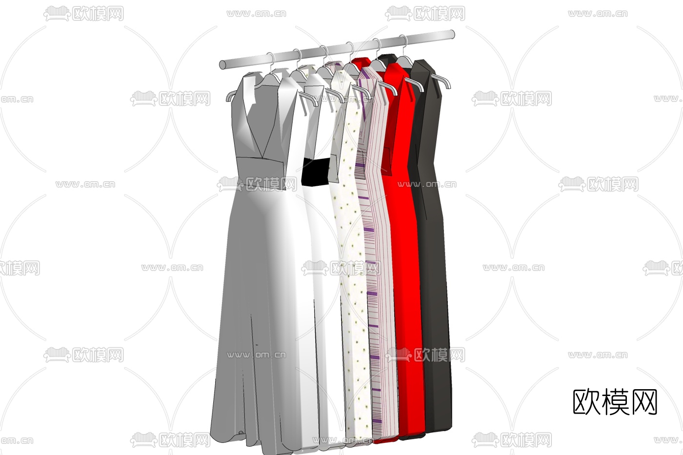 现代连衣裙免费su模型下载