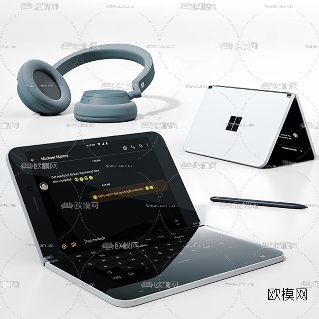 现代平板电脑耳机3d模型