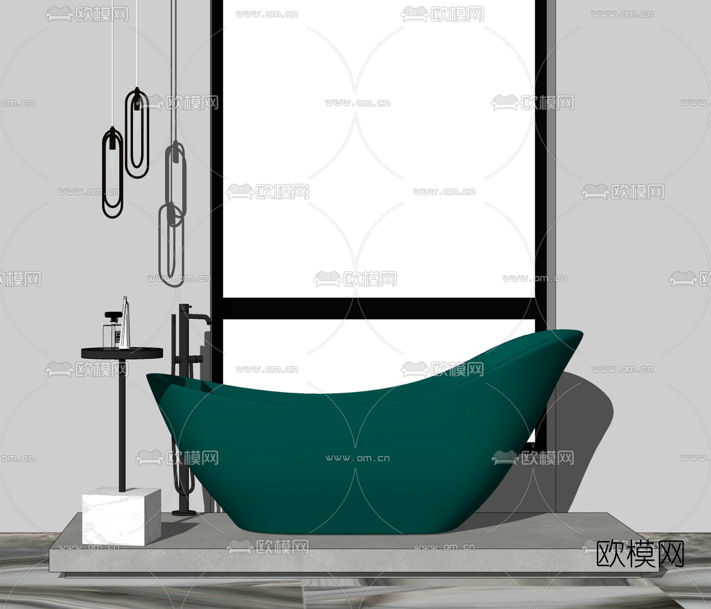 现代浴缸su模型下载