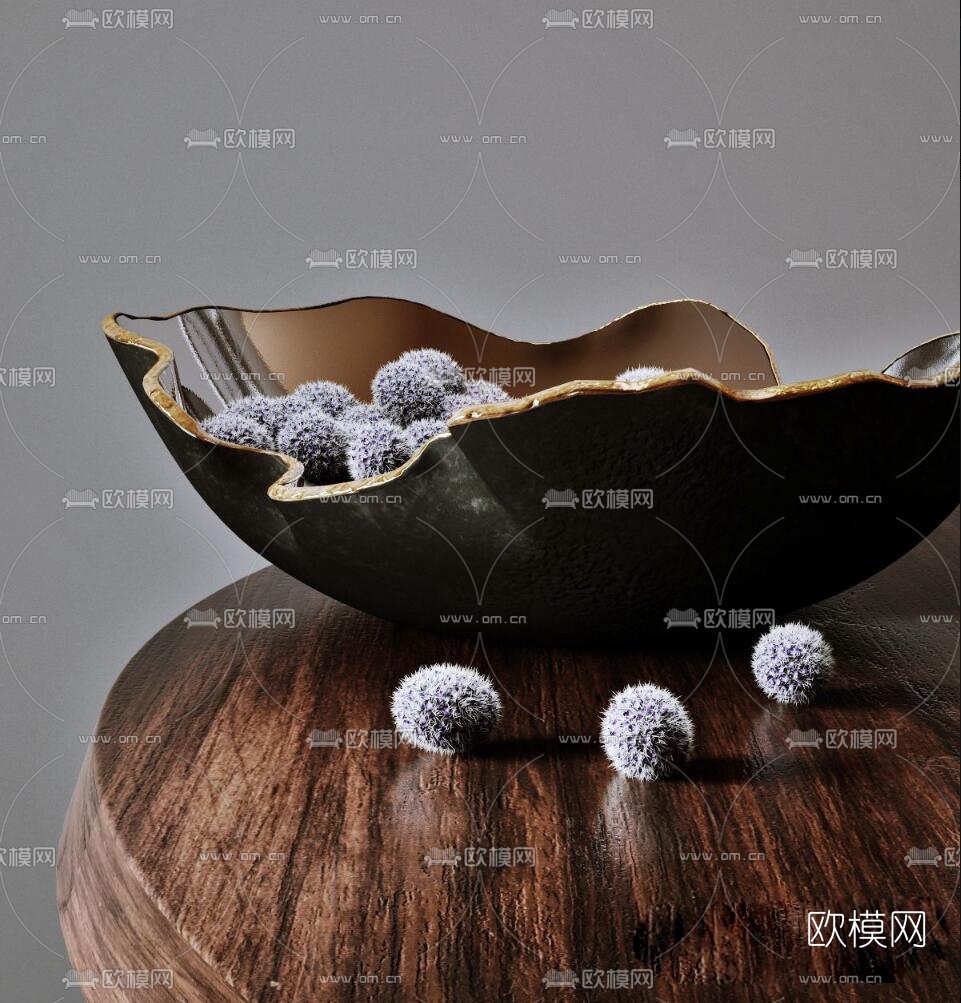 现代陶瓷果盘免费3d模型下载（渲染图1）