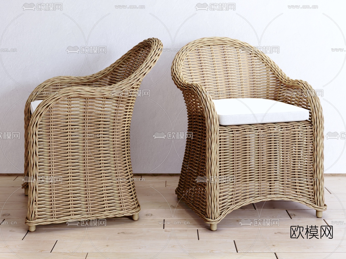 现代编织户外椅子su模型下载（渲染图1）