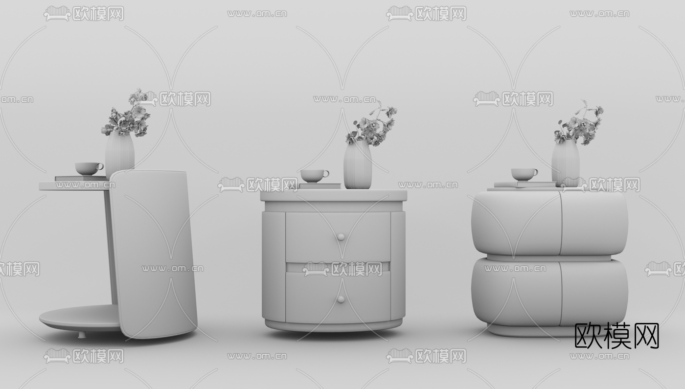 现代轻奢床头柜su模型下载（渲染图3）