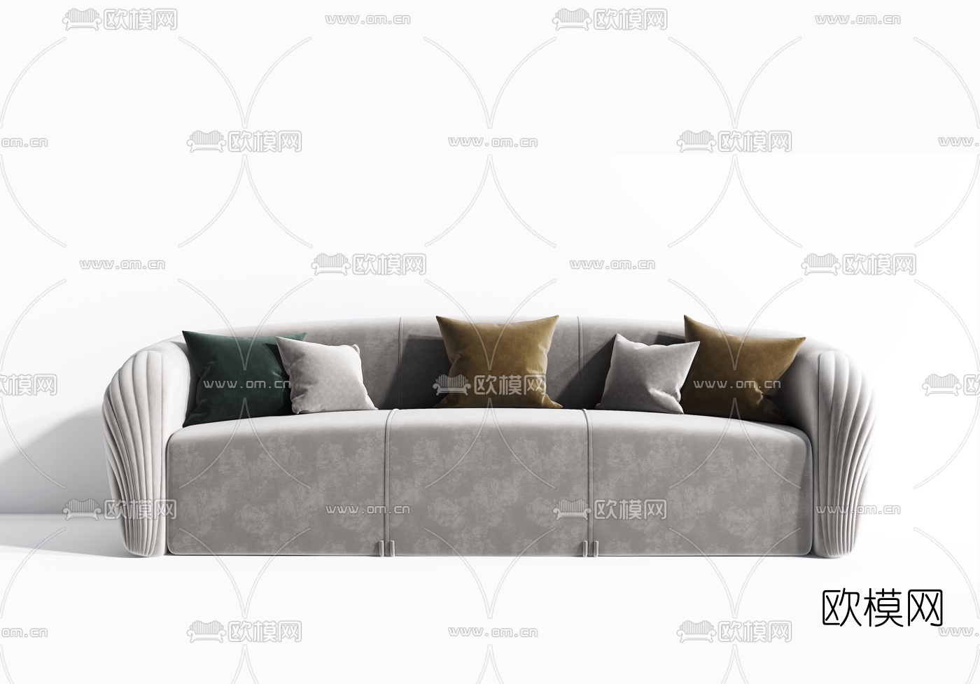 现代绒布多人沙发 三人沙发3d模型下载