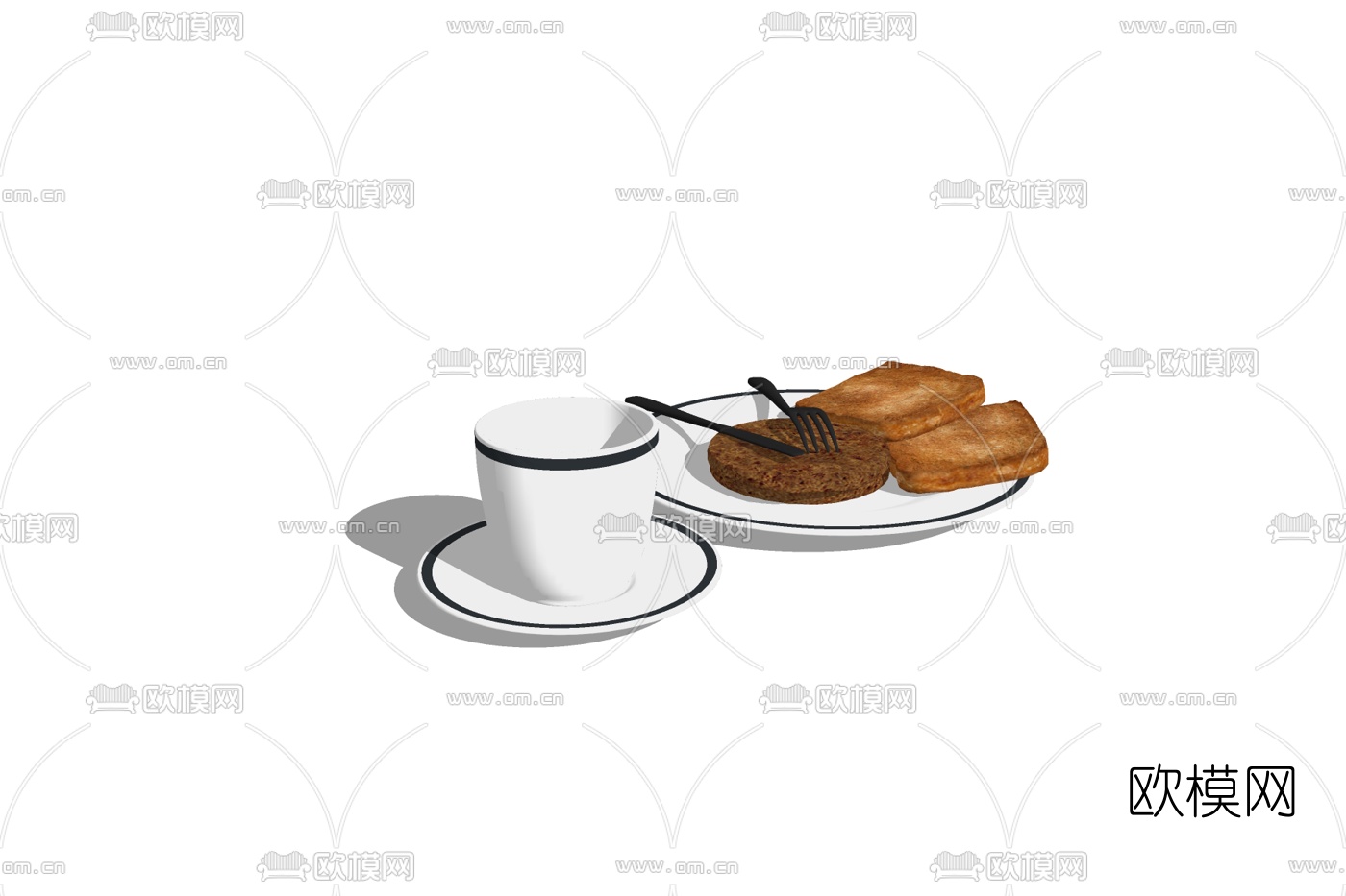 现代咖啡面包免费su模型下载
