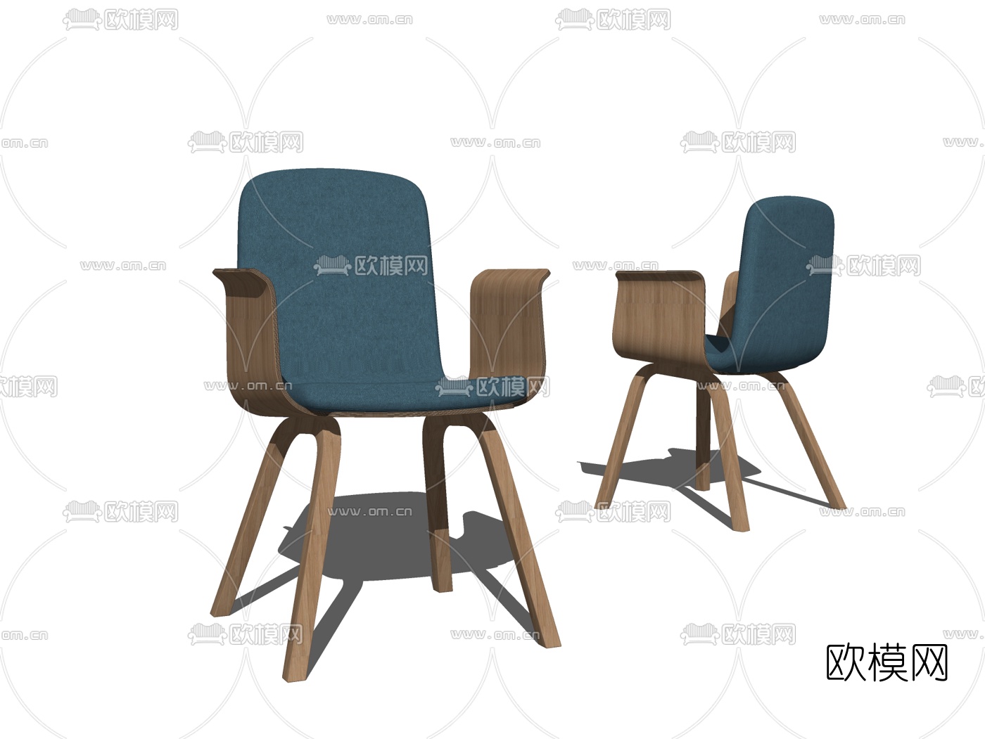 现代实木单椅su模型下载