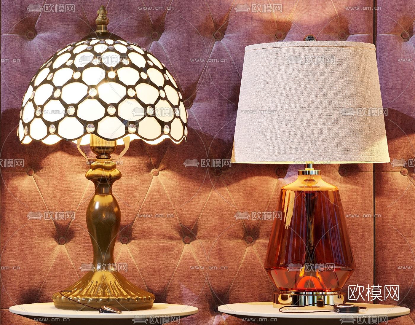 欧式奢华台灯3d模型下载（渲染图4）