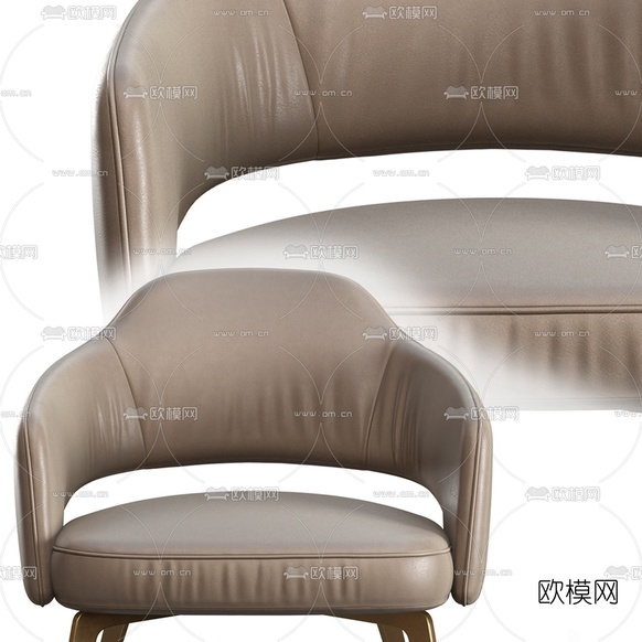 北欧皮革单人椅餐3d模型下载(渲染图3)