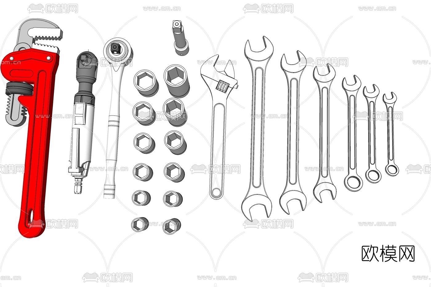 工业风螺丝扳手免费su模型下载