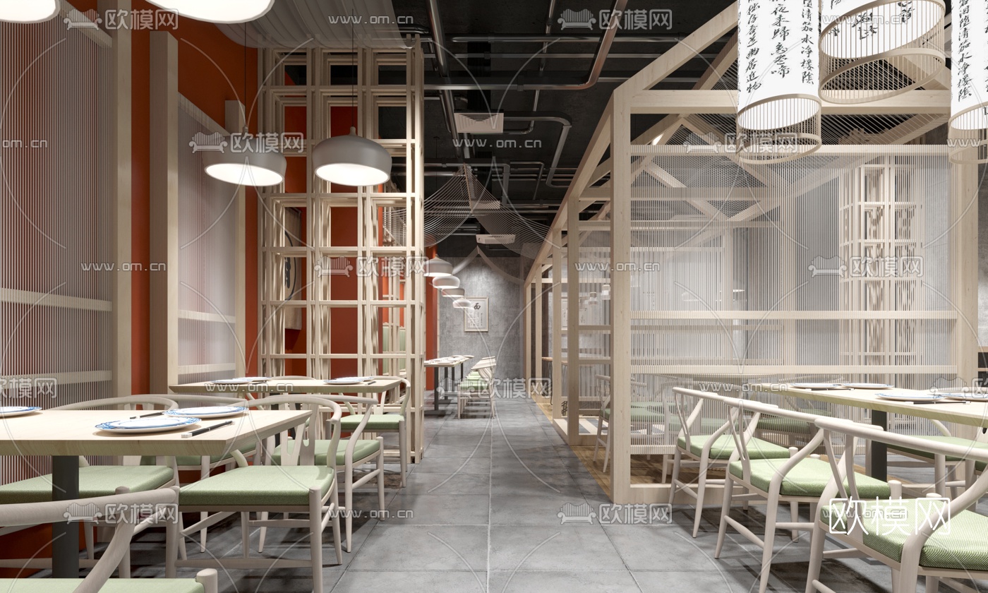 新中式面馆快餐厅3d模型