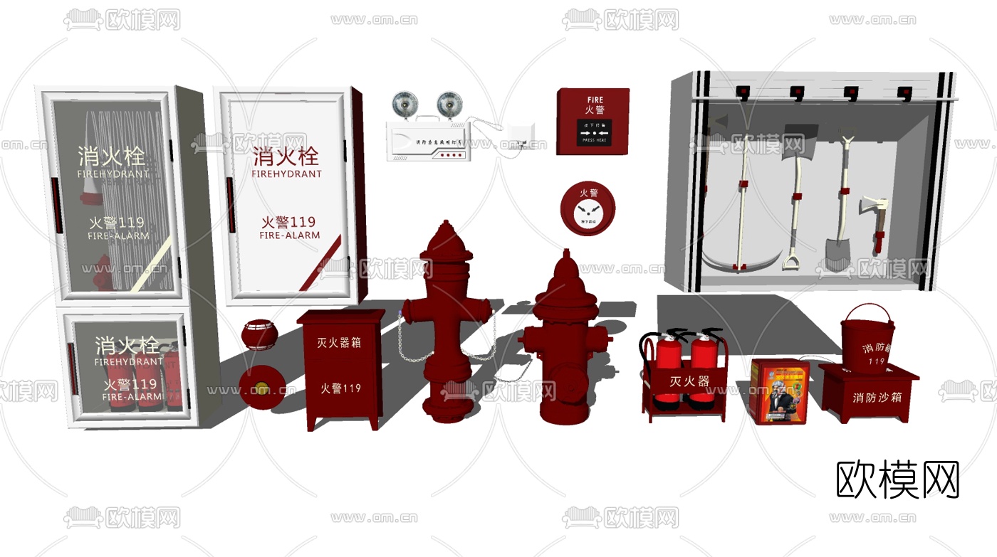 现代消防器材su模型
