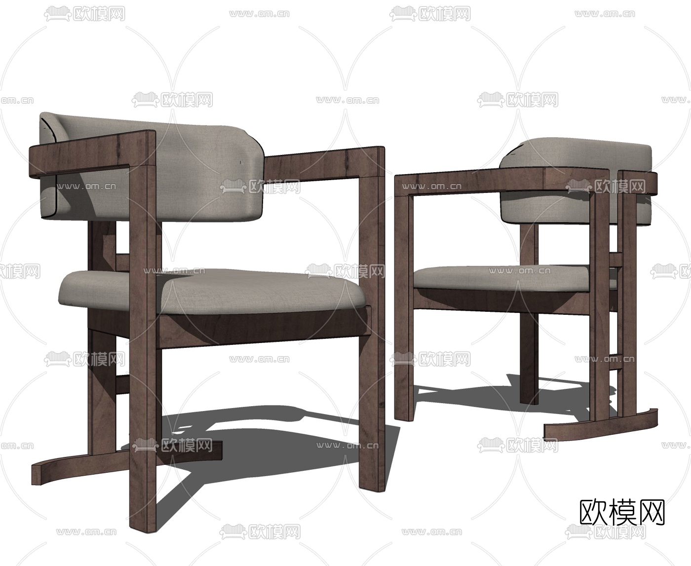 现代实木休闲椅su模型下载（渲染图2）