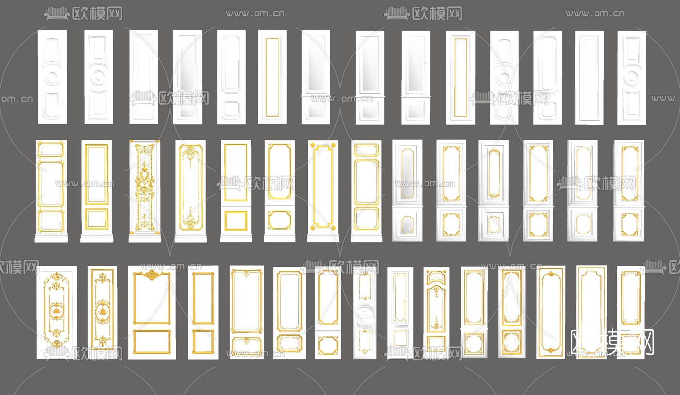 欧式护墙板su模型下载
