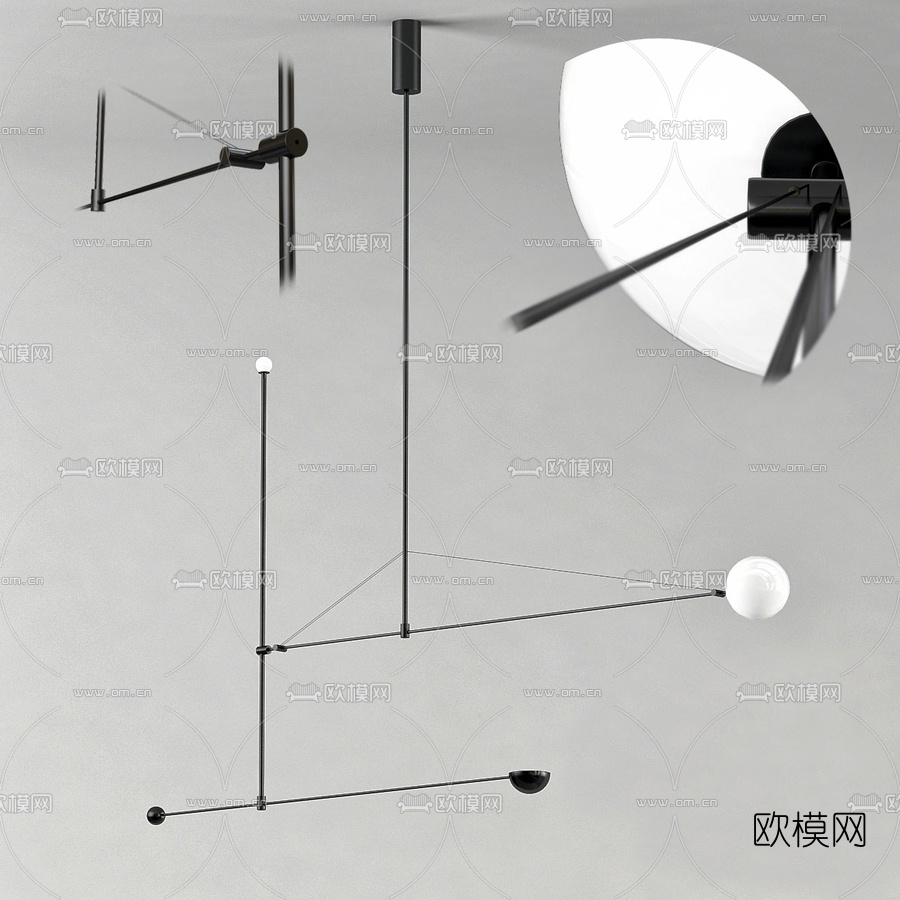 北欧金属吊灯3d模型