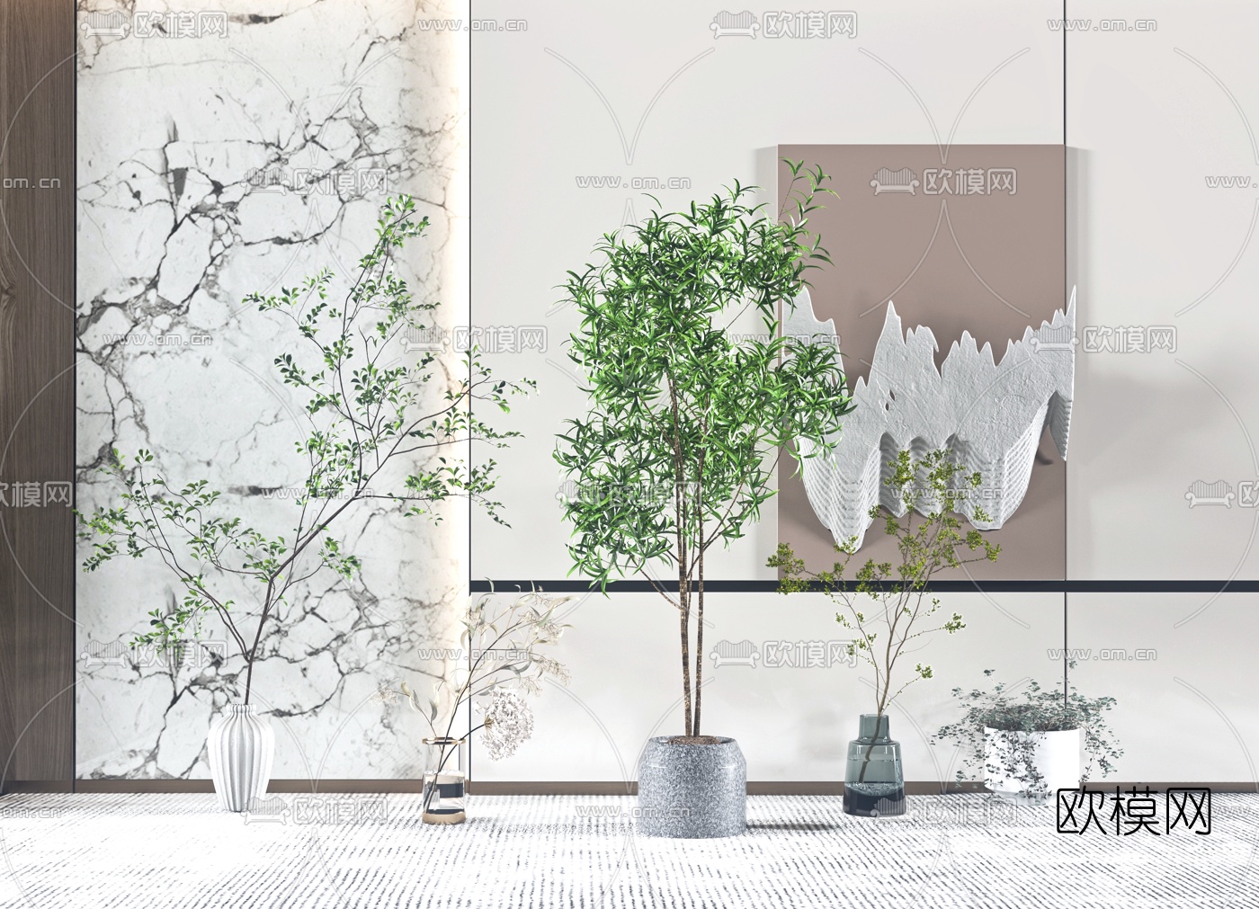 现代绿植盆栽3d模型下载