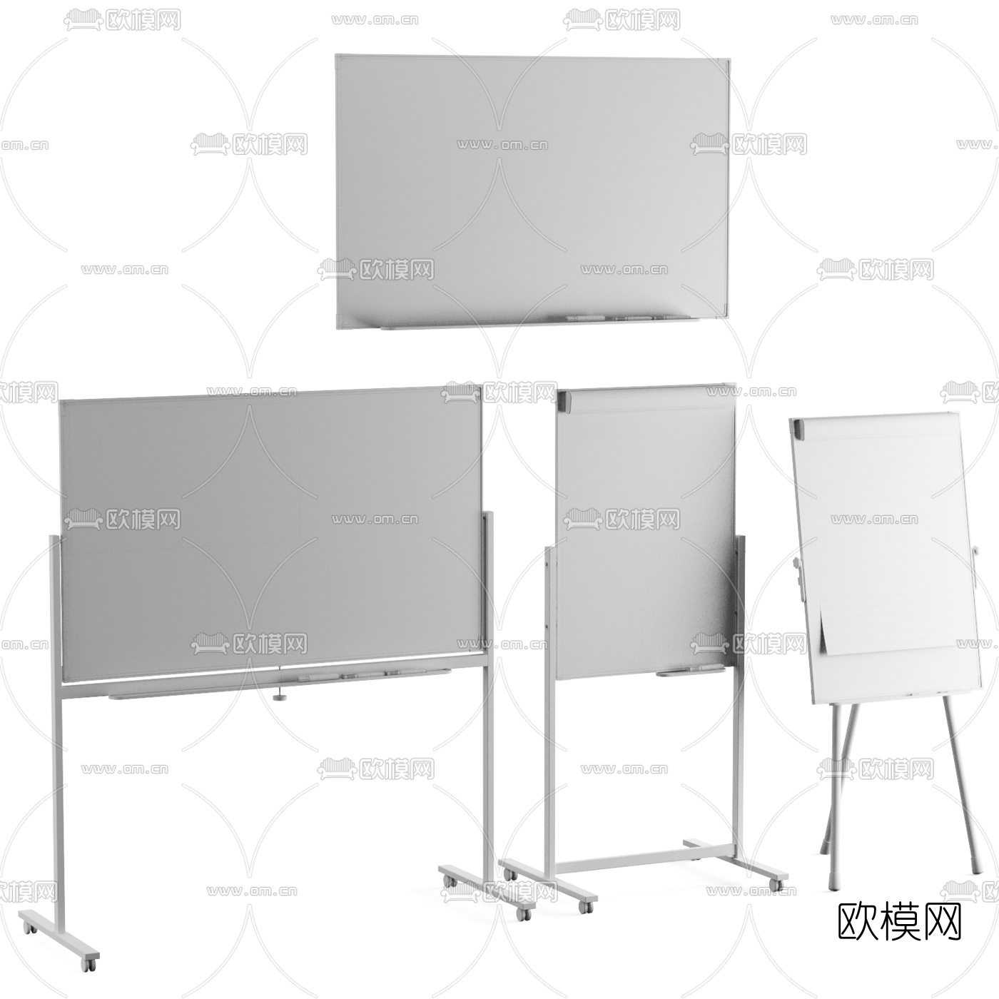 现代办公落地式白板3d模型