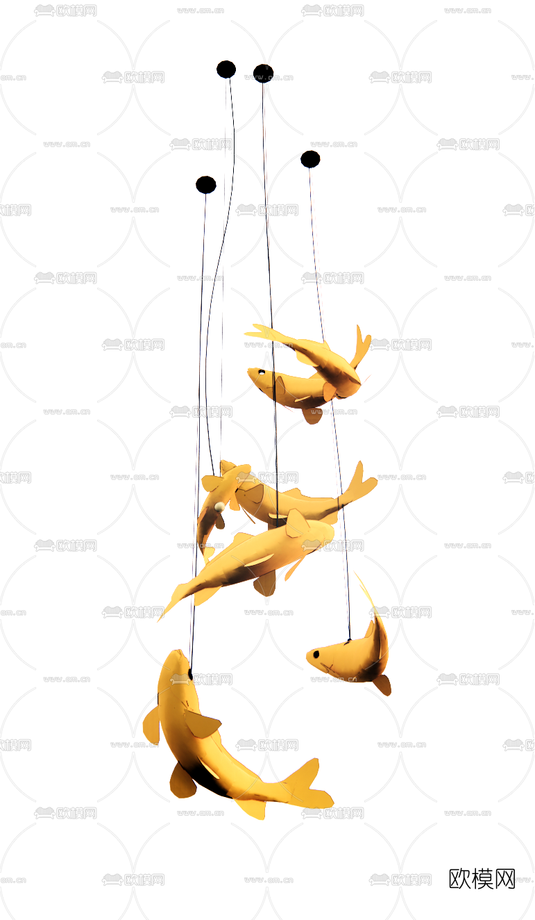 现代锦鲤鱼装饰挂件su模型下载（渲染图1）