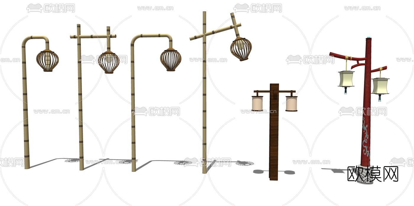 自然风户外路灯su模型下载