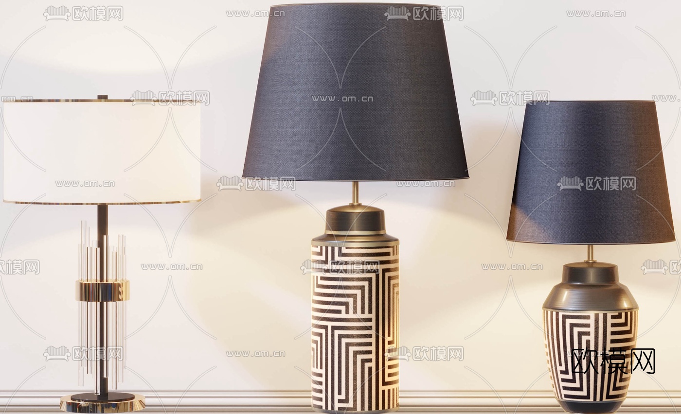 现代轻奢台灯3d模型下载（渲染图2）