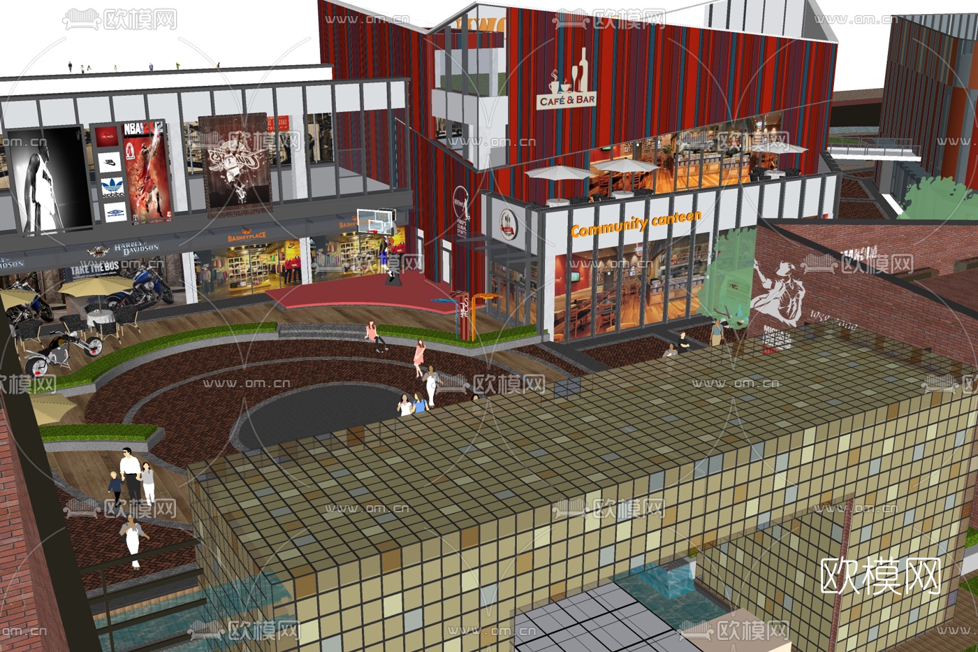 现代商场外观su模型下载