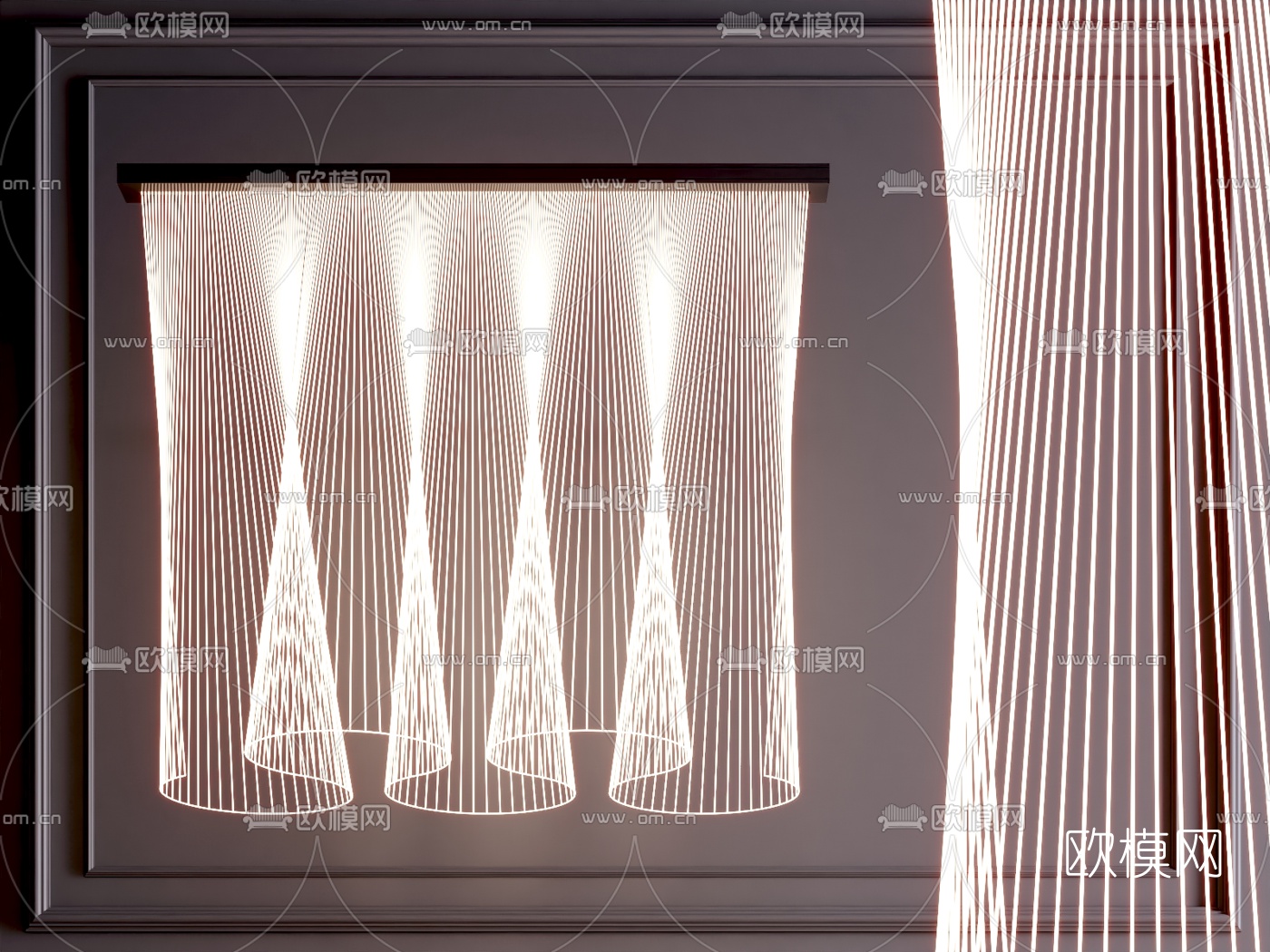 现代线条装饰吊灯3d模型