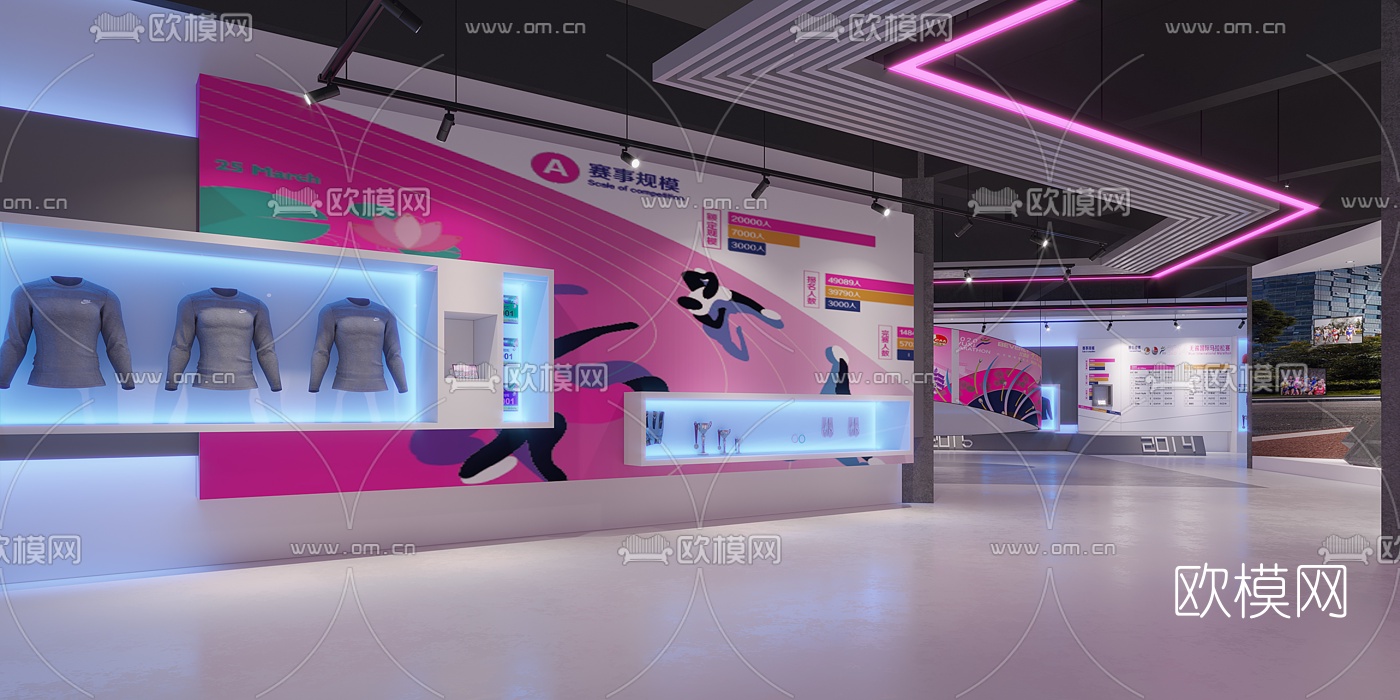 工业风马拉松运动展厅3d模型