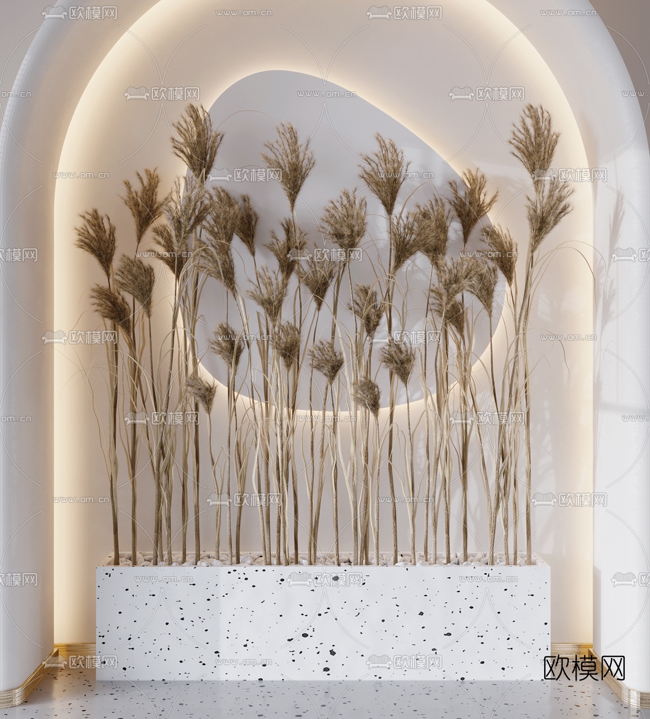 现代芦苇盆景3d模型